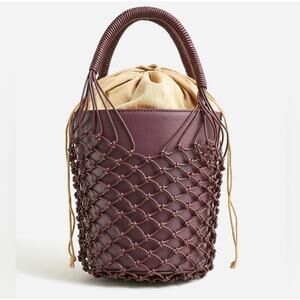 J.Crew Sedona Netted Burgundy Leather Basket Bag NWT Modern Statement